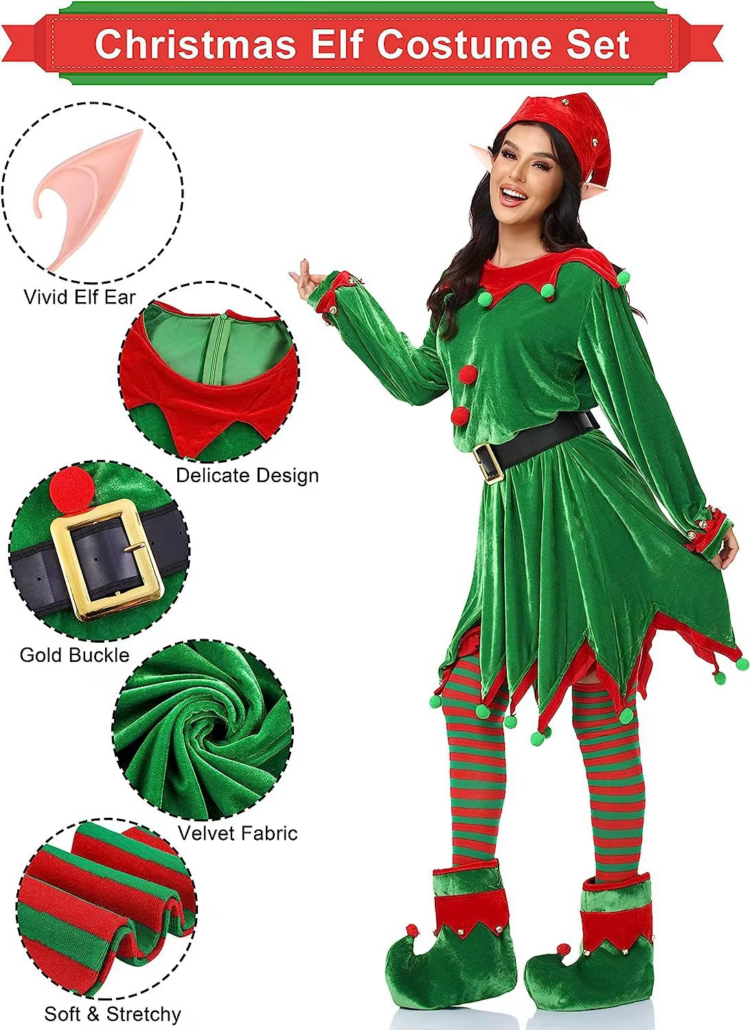 ladies velvet elf costume