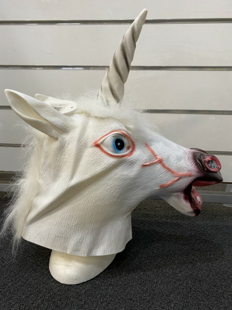latex unicorn mask side