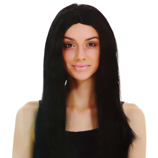 sleek long wig black
