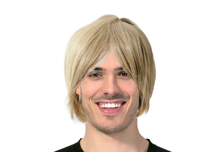 mens middle part short wig dirty blonde