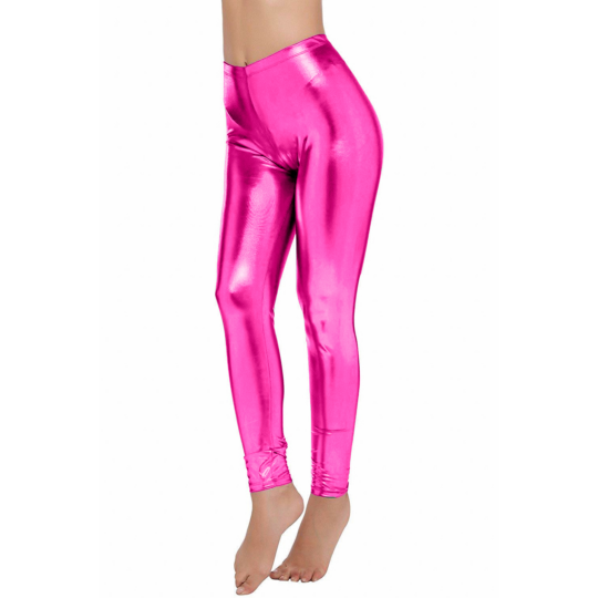 adult metallic leggings hot pink