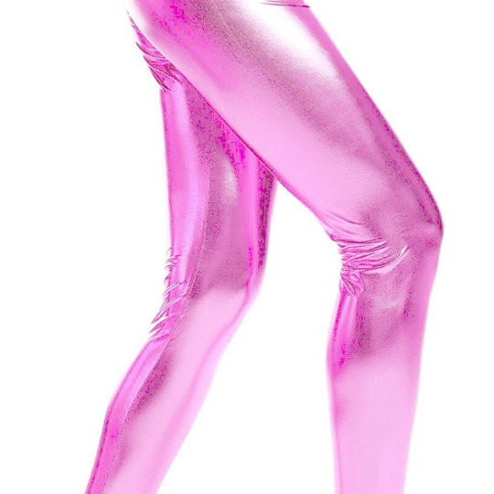 adult metallic leggings pink