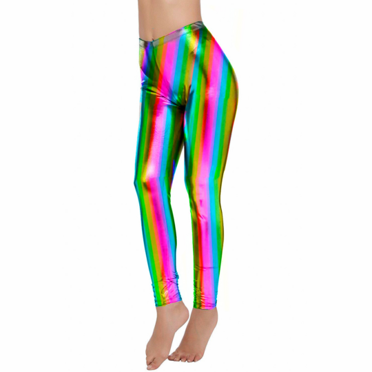 adult metallic leggings rainbow