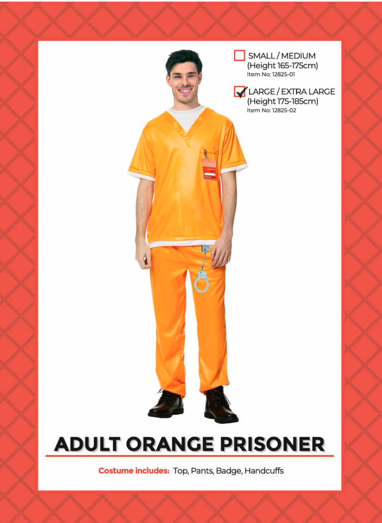 adult orange prisoner man costume