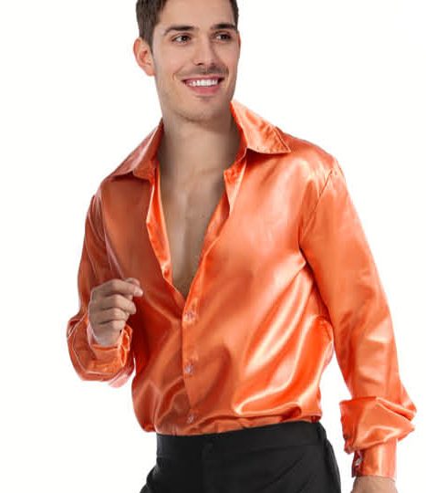 disco shirt orange satin