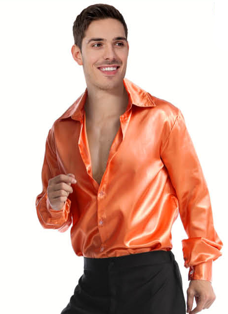 disco shirt orange satin