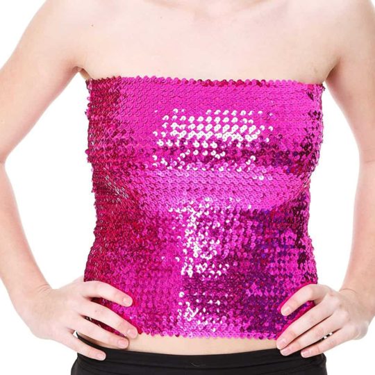 pink sequin boob tube