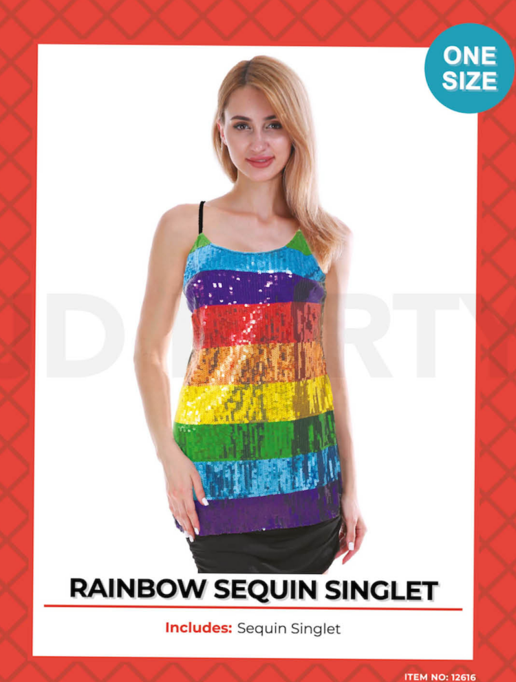 adult rainbow sequin ladies singlet