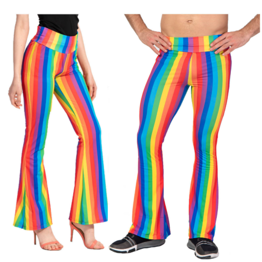 adult rainbow stripe flare pants