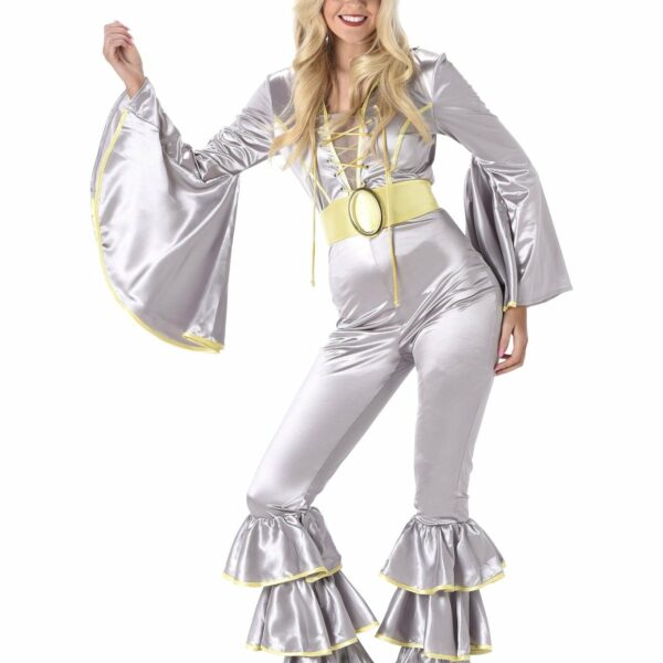 silver disco jumpsuit costume 993661