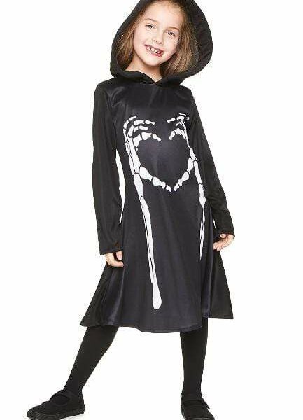 skeleton hooded dress costume 130698