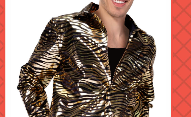 adult deluxe tiger print shirt gold