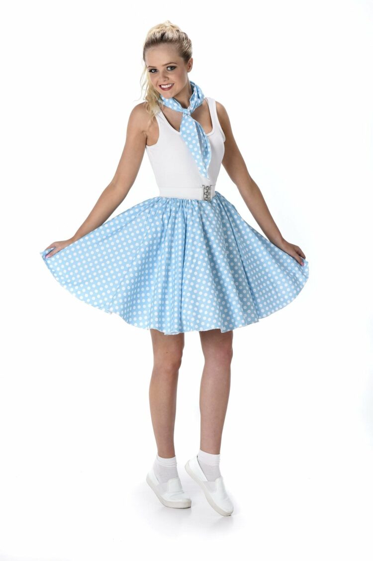 turquoise polka dot skirt and necktie 401561